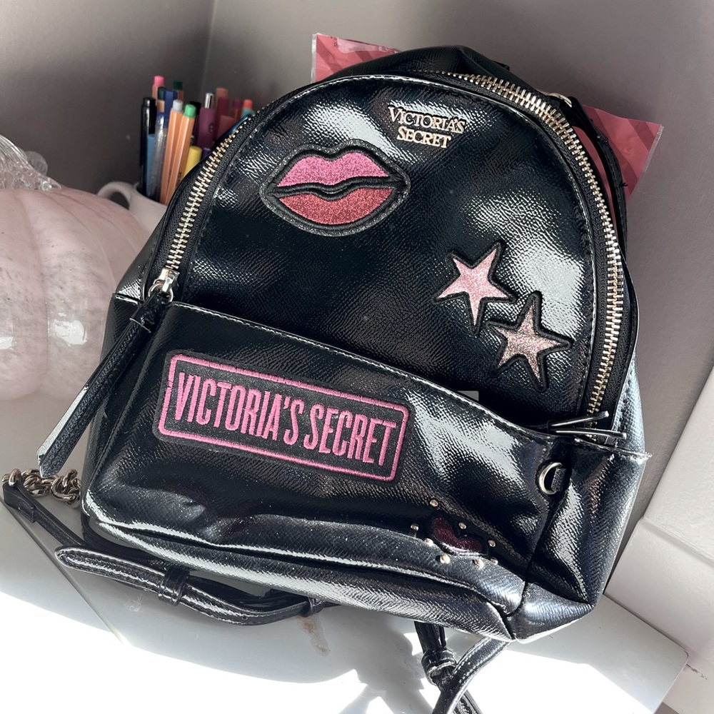 Black leather Victoria secret backpack